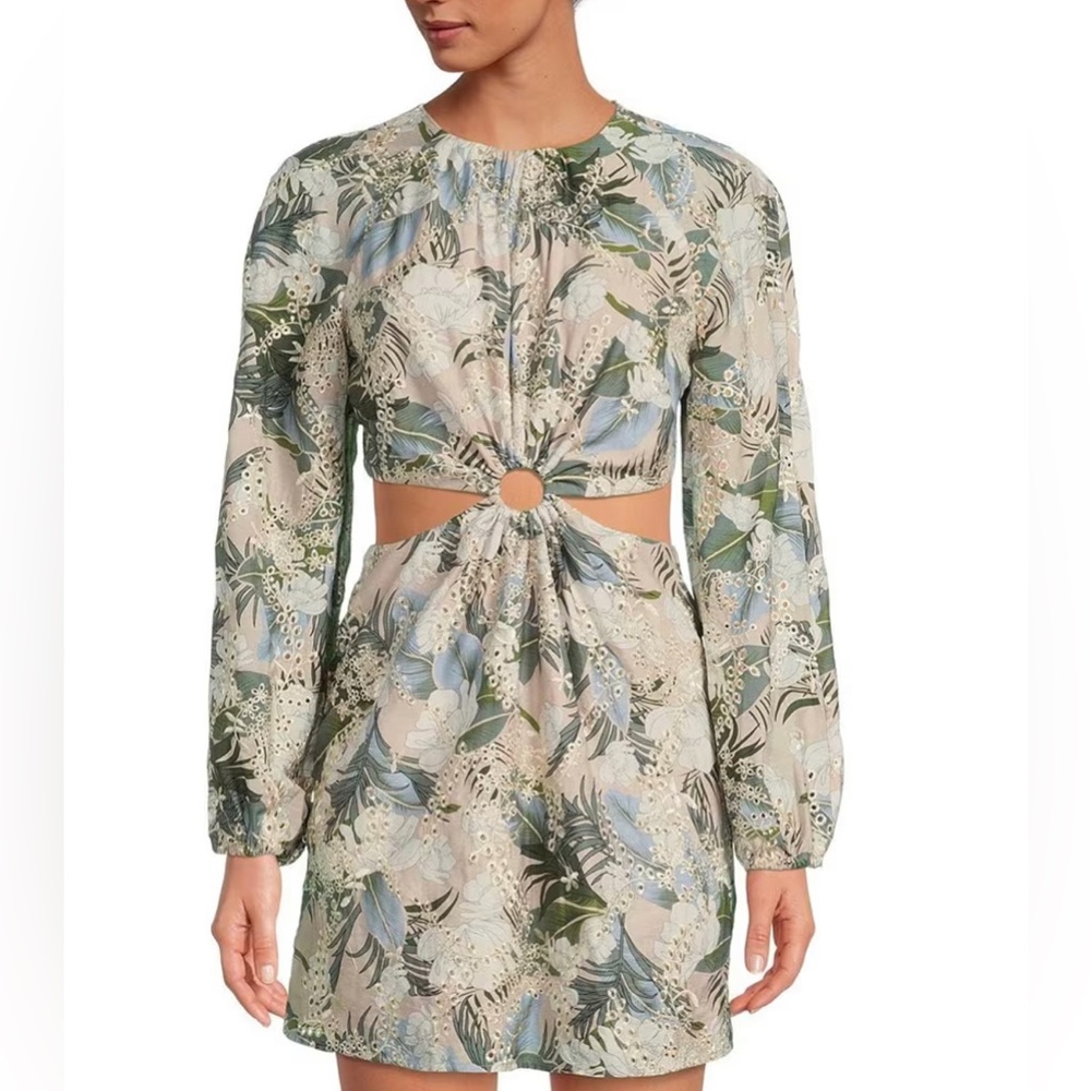 Gianni Bini Size 12
Tinsley Palm Print Long Sleeve CutOut Shift Dress